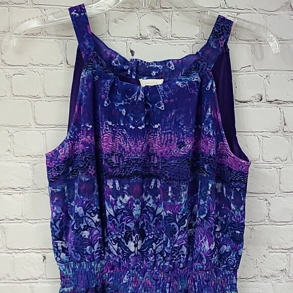 Chico's Blue Watercolor Sleeveless Halter Chiffon Dress Colorful Knee Length - Picture 6 of 11